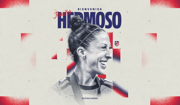 Jenni Hermoso posa con la camiseta del Atlético de Madrid tras firmar su contrato hasta junio de 2027