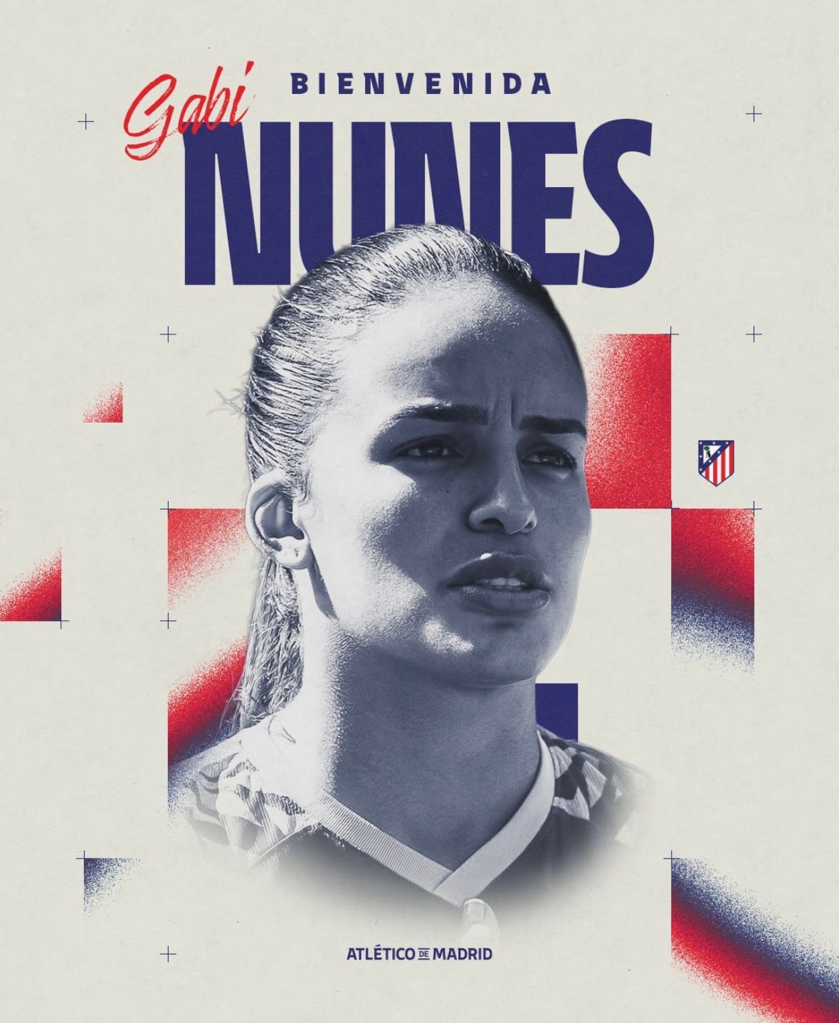 Gabi Nunes con la camiseta rojiblanca del Atlético de Madrid