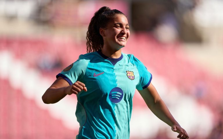 Jugadoras del FC Barcelona durante el partido ante el Logroño United en Las Gaunas