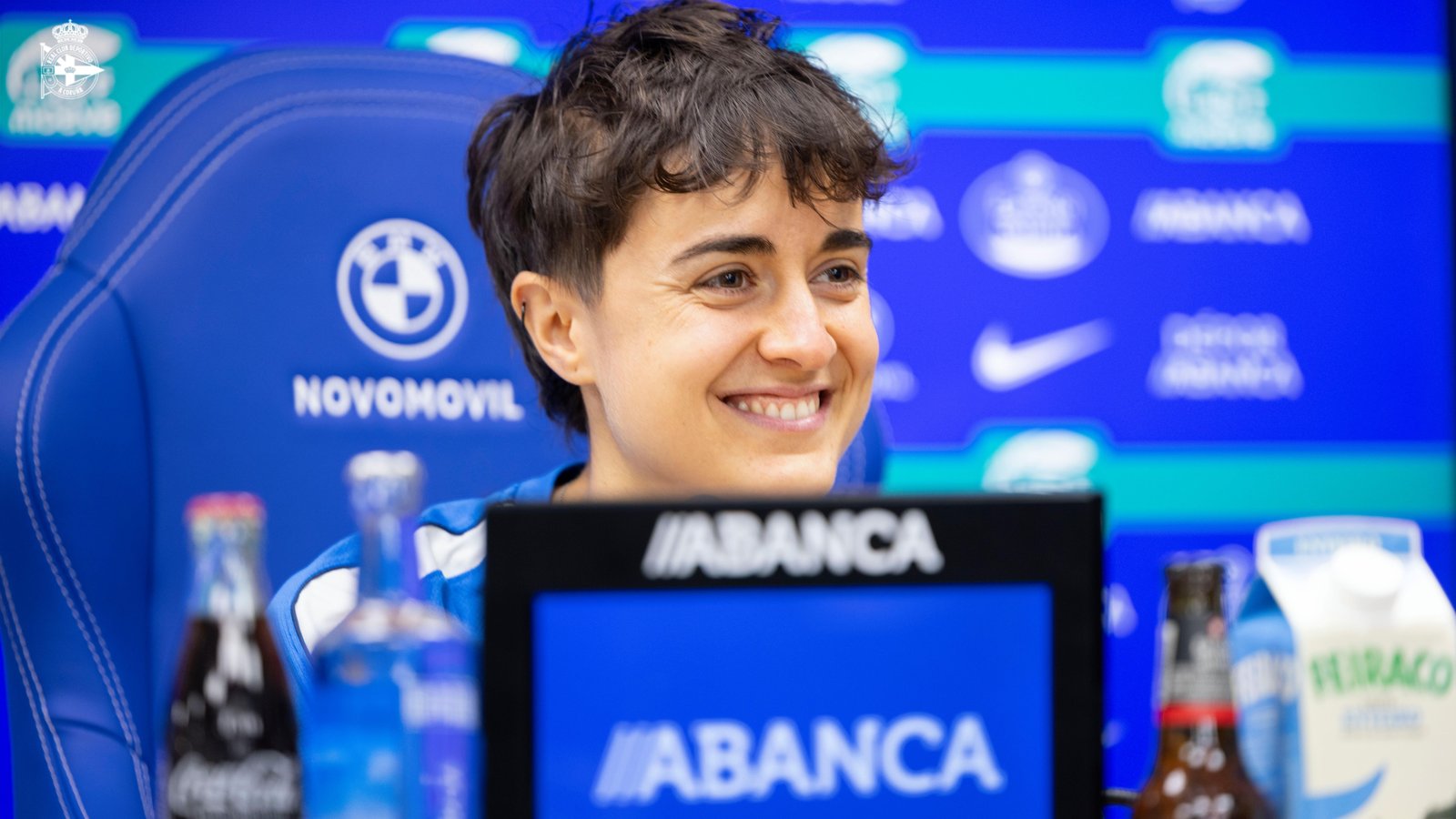 Lucía Pardo, delantera del Dépor ABANCA, en rueda de prensa en el Dépor Training Center antes del partido ante el Alavés