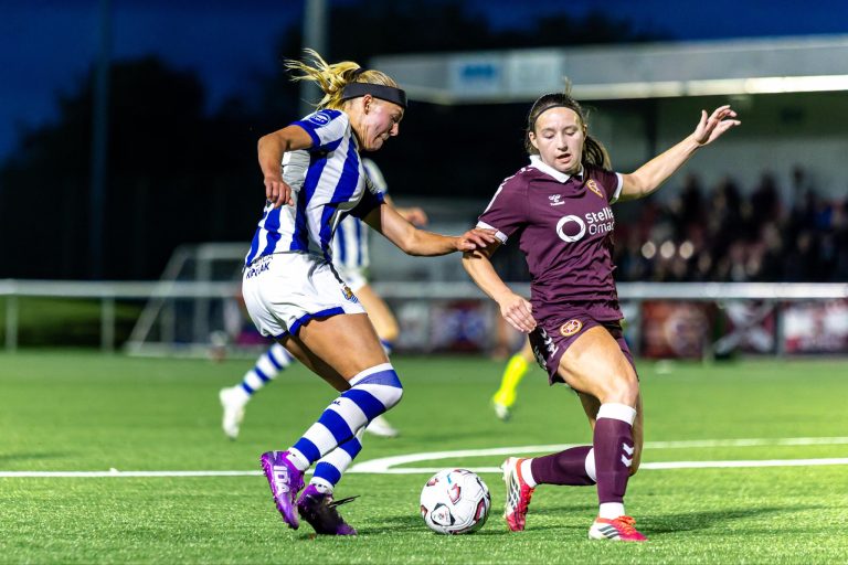 Jugadoras de la Real Sociedad en su eliminatoria de la Women's Europa Cup ante el Hearts